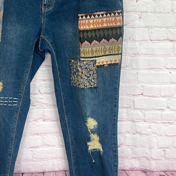Patchwork distressed ankle denim jeans size 12 - Picture 5 of 13